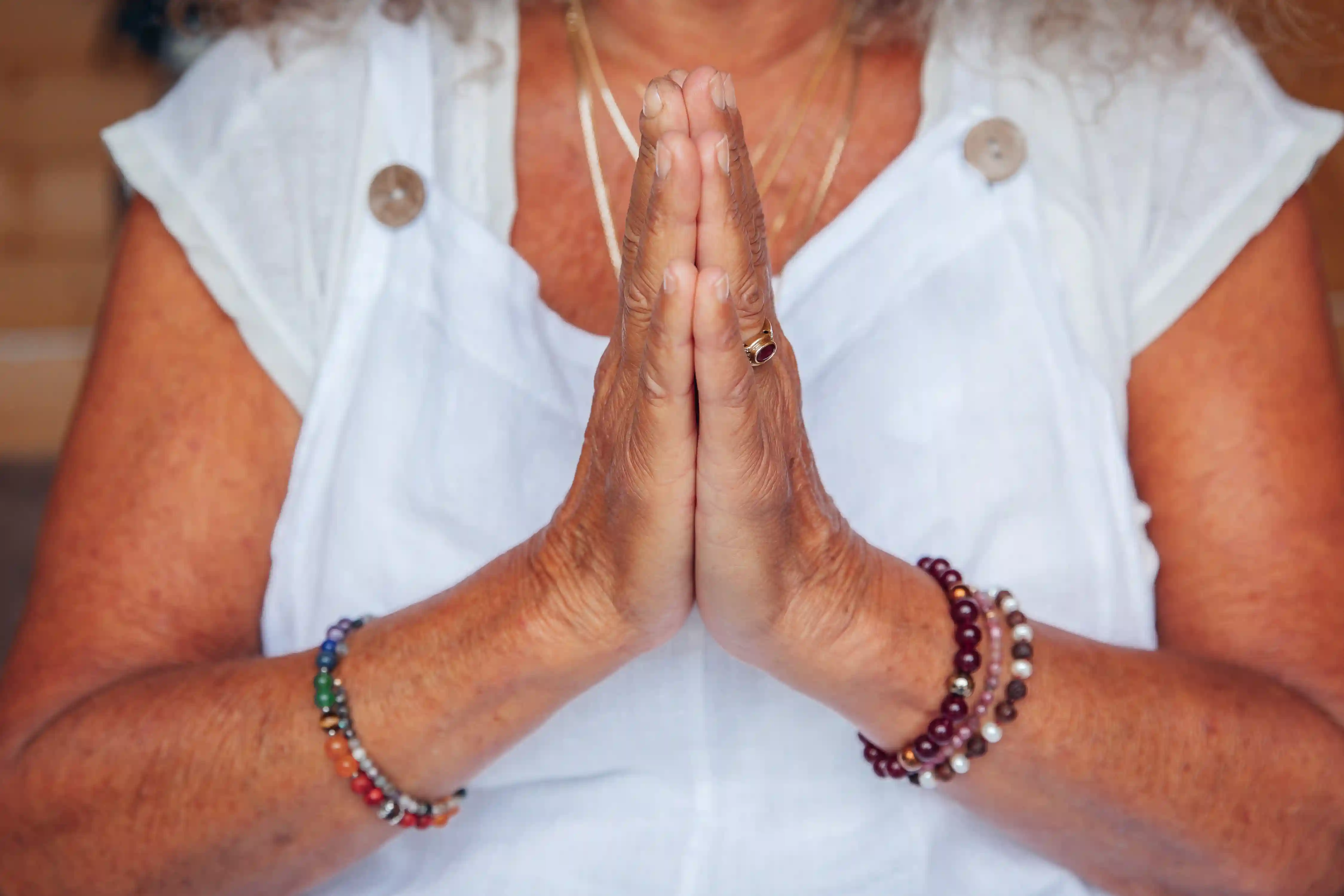 Jyoti in the prayer position.